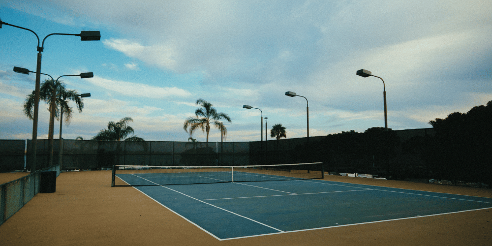 Tennis courts in a high-end neighborhood