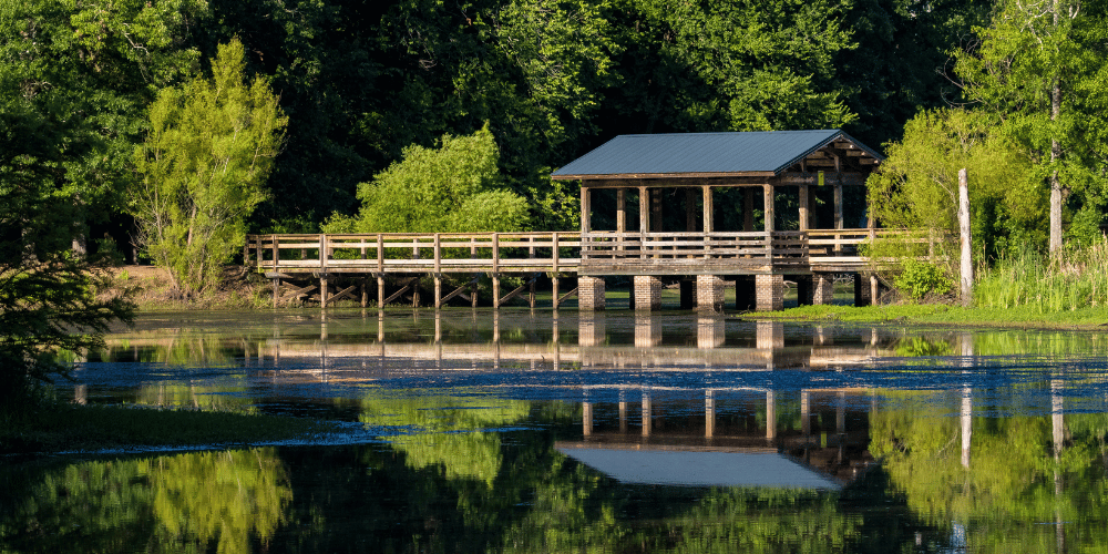 View of bridge at Brick Pond Park in North Augusta, SC