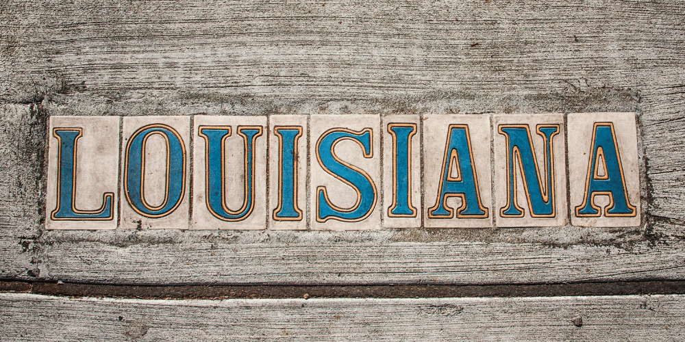 Tiles spelling out Louisiana